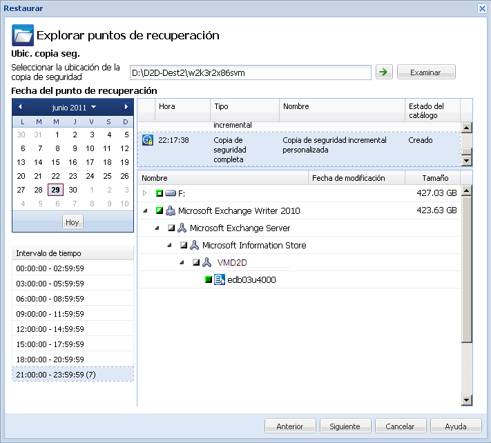 Recuperación de la aplicación - Exchange 2