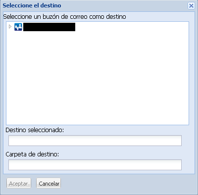 Cuadro de diálogo Seleccione el destino.