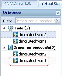 Lista de servidores en el servidor de control