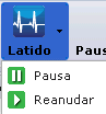 Pause y reanude el latido desde la barra de herramientas.