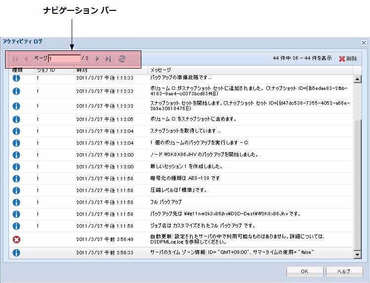 仮想変換アクティビティ ログ