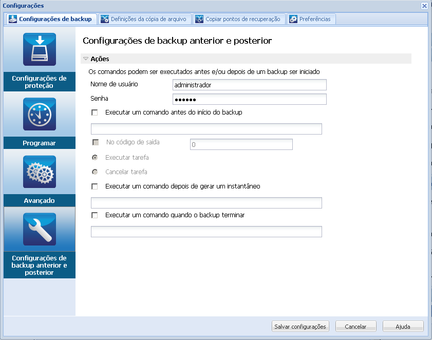 caadr--Configuração de backup - Configurações avançadas-W