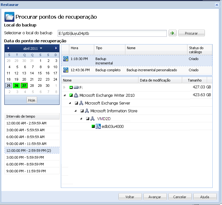 Recuperação de aplicativo - Exchange 2