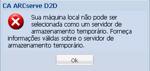 Erro do servidor de armazenamento temporário D2D APM