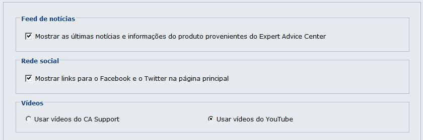 Parte do aplicativo mostrando a configuração de preferências da rede social