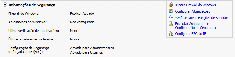 Informações de segurança do Windows Server 2008