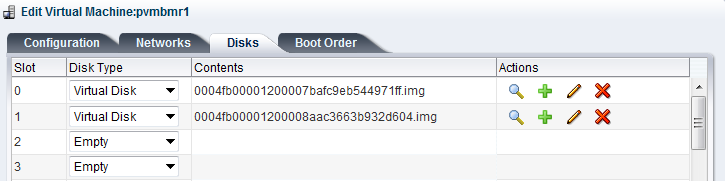 Oracle VM 管理員中的磁碟索引標籤