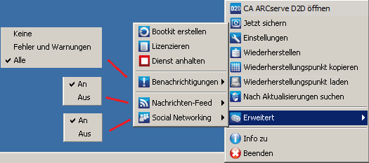 Taskleistensymbole - Überwachungsserver