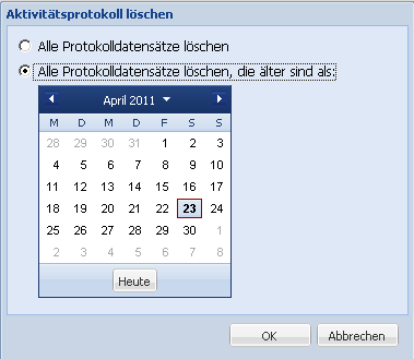 Optionen "Protokoll löschen"