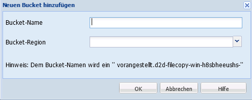 Cloud-Konfiguration - Neuer Bucket 1