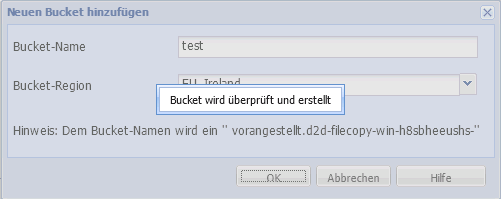 Cloud-Konfiguration - Neuer Bucket 2