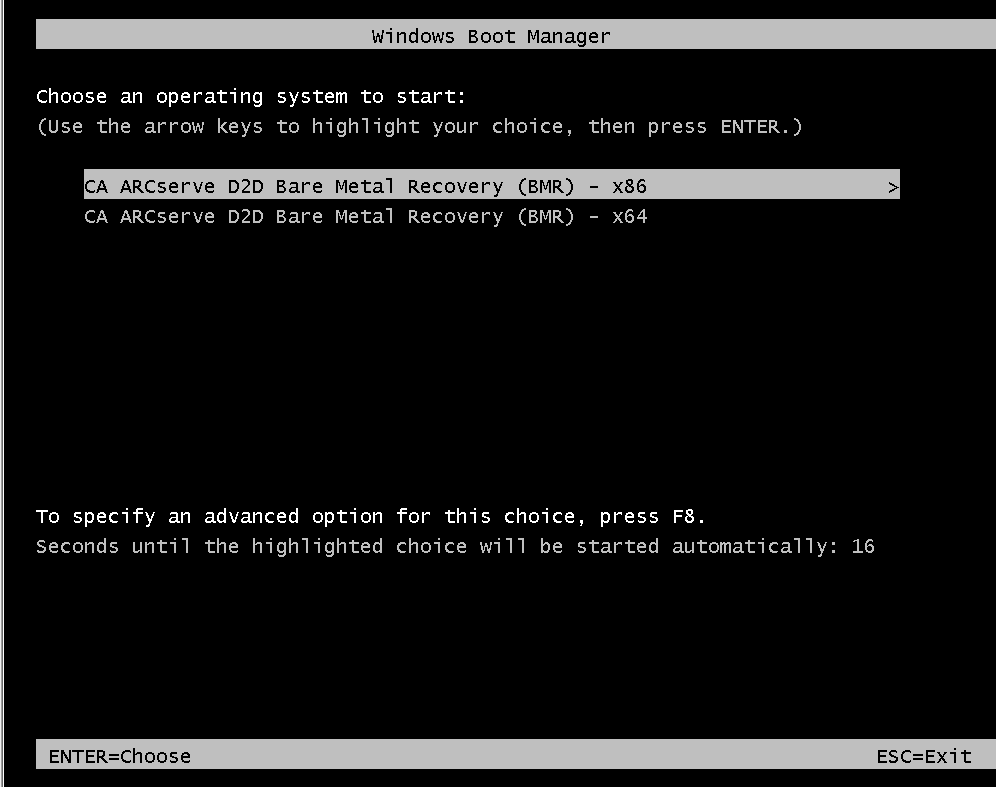 BMR - Windows Boot Manager Screen