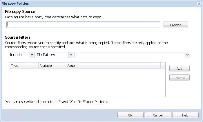 File Copy Policies - Source and Filters - File Copy