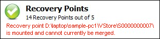 Home Page Recovery Point Summary Status Alert