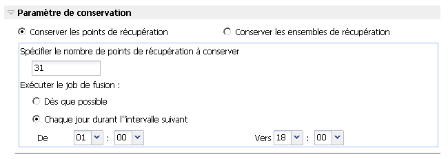 Sauvegarder - Paramètres de protection