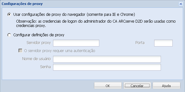 Configurações de proxy do D2D