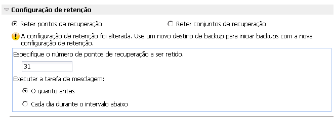 Fazer backup agora - Configurações de proteção