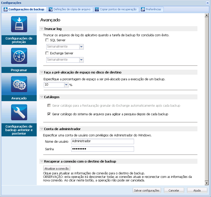 caadr--Fazer backup agora - Configurações-W