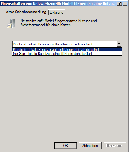 Probleme bei Gastzugriff - Einstellungen
