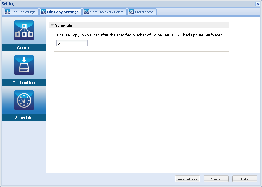File Copy Settings - Schedule Dialog