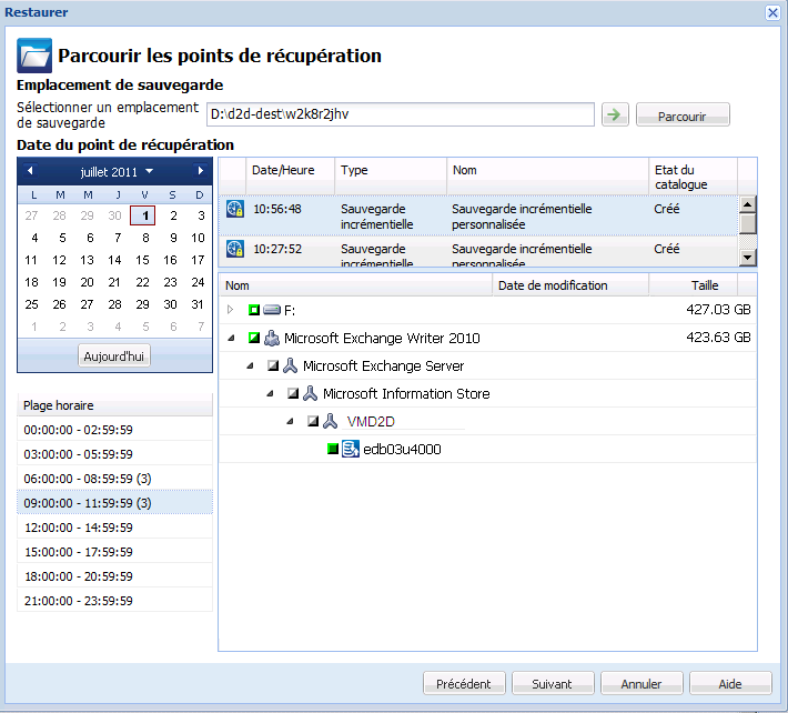 Récupération d'application - SQL 1 : sélection de base de données