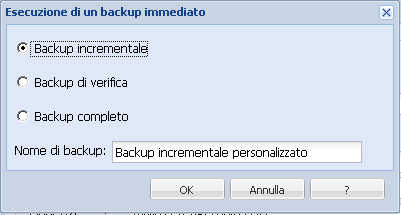 Esegui backup