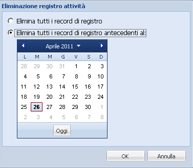 Opzioni di eliminazione dei registri
