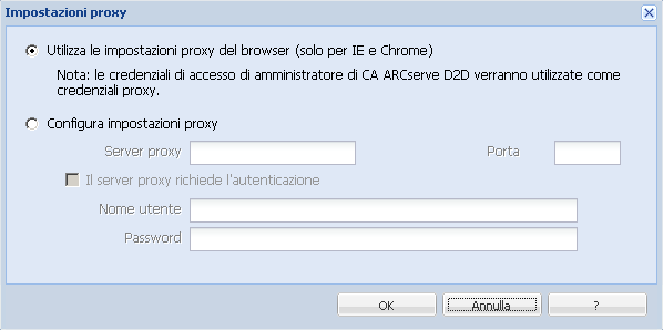 Impostazioni proxy D2D