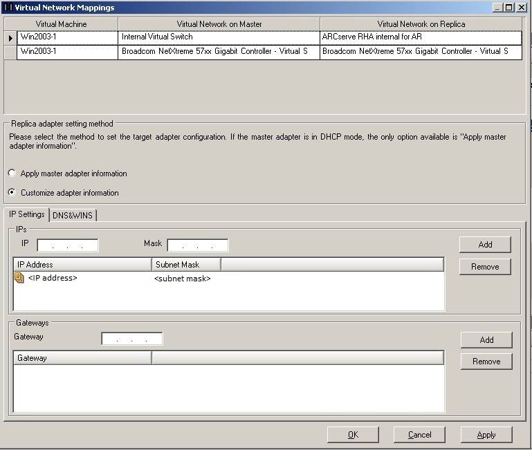 Asignaciones de red virtuales