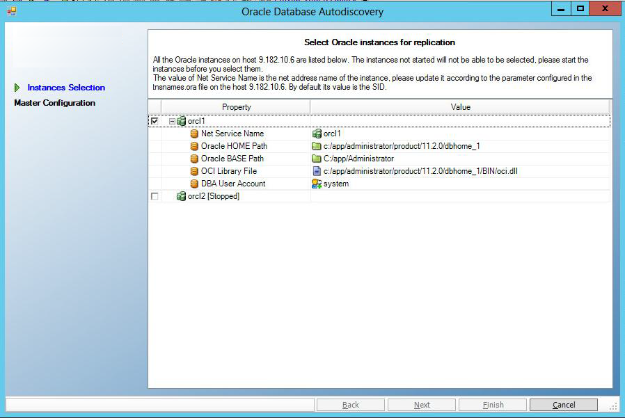 Oracle database autodiscovery