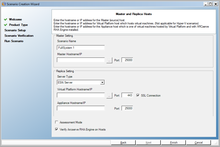 Server Type showing ESX selected