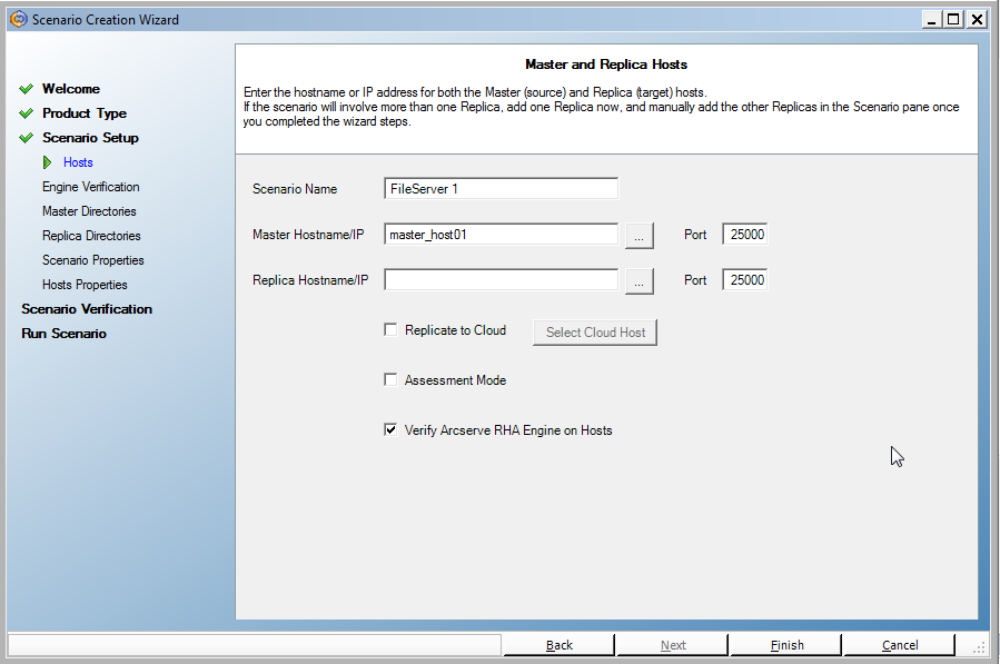 Select the Replicate to Cloud check box and click the Select Cloud Host button to specify an EC2 replica instance for data replication