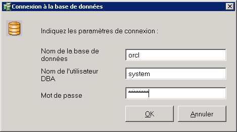 Connexion à la base de données Oracle
