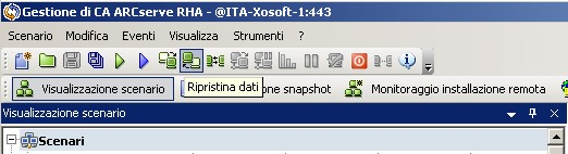Barra degli strumenti della Gestione RHA con pulsante di ripristino dati