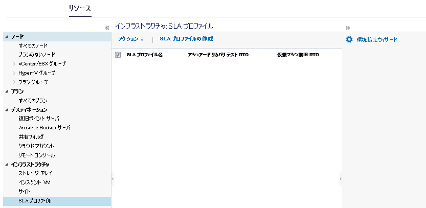 SLA プロファイルの作成ステップ 1
