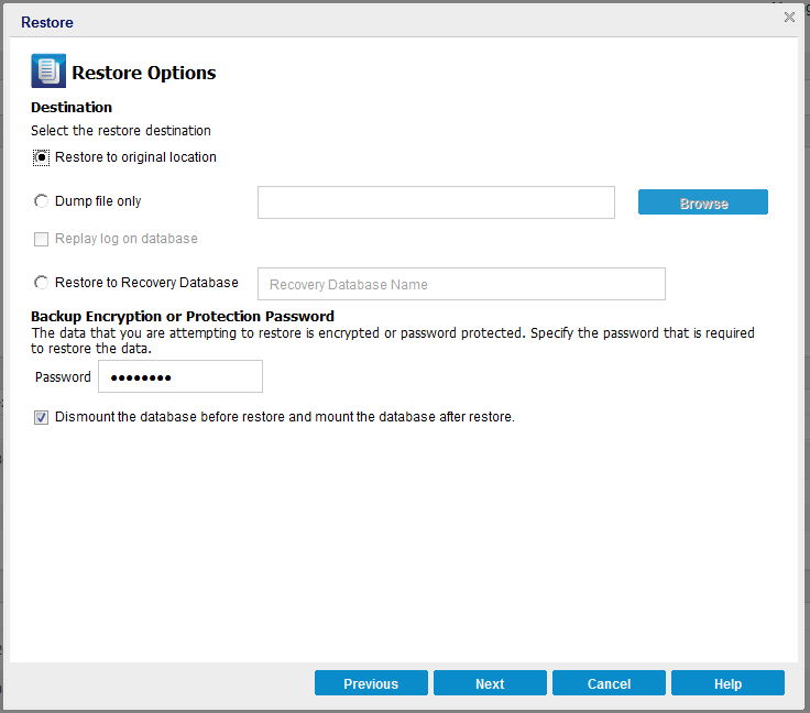 Define the Restore Options