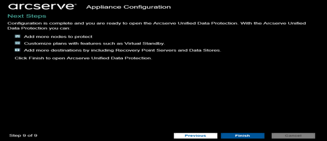 Setting up appliance and creating a plan - Next steps