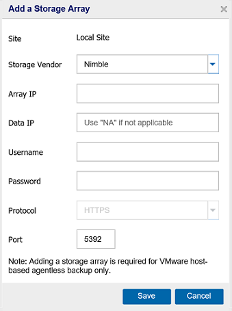 Add a storage array for Nimble