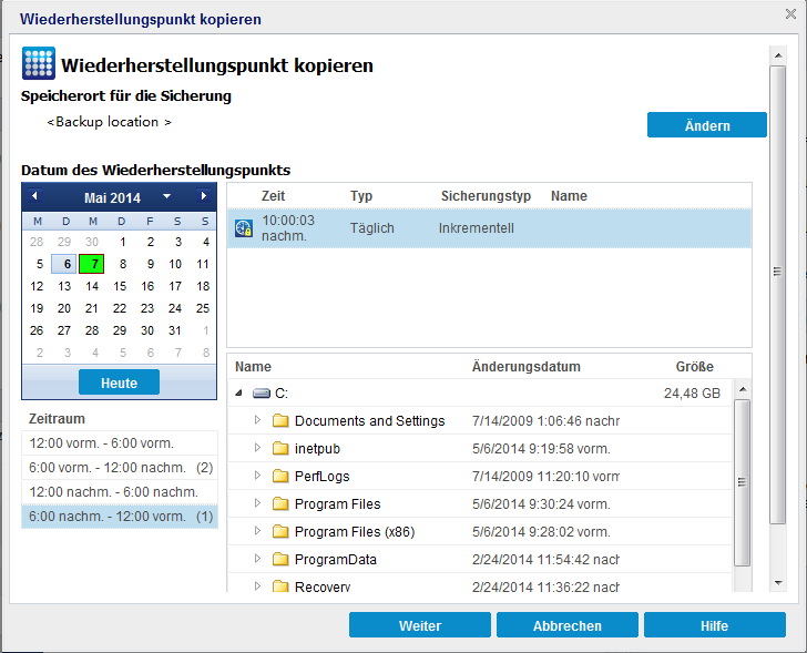 Verwalten von Wiederherstellungspunkten