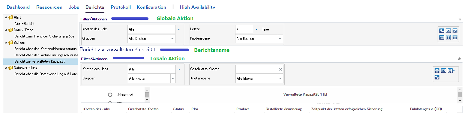 Registerkarte "Berichte"