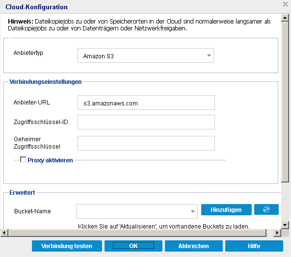 Cloud-Konfiguration für Dateikopie