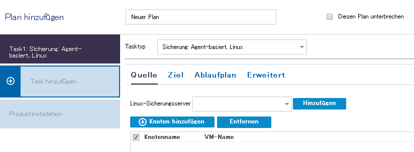 Hinzufügen eines Plans für Linux