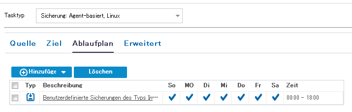 Registerkarte "Ablaufplan"