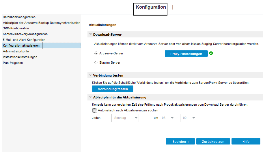 Angeben der Aktualisierungskonfiguration