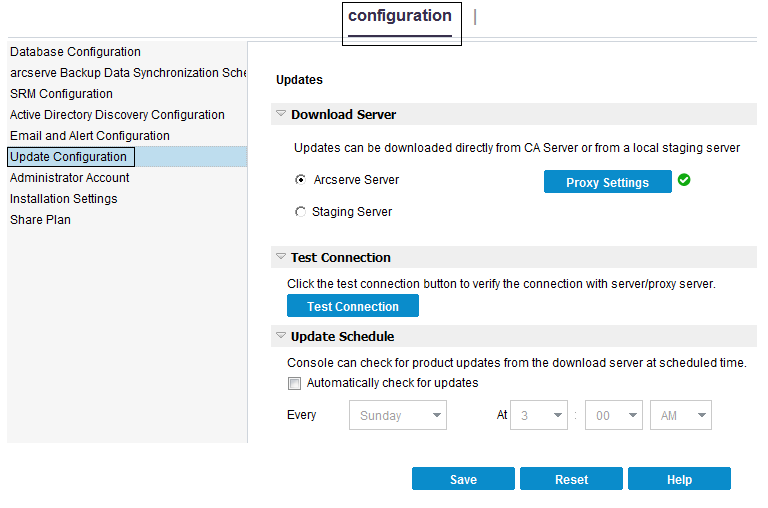 Specify Updates Configuration