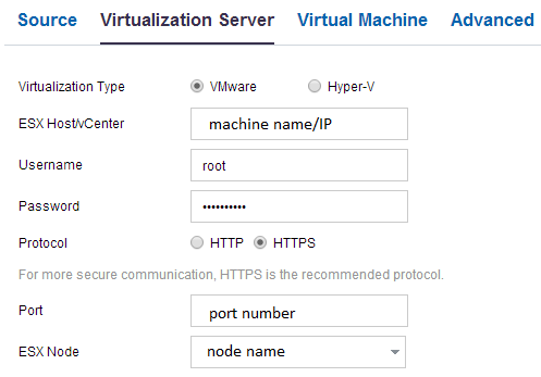 Virtualization server for HA