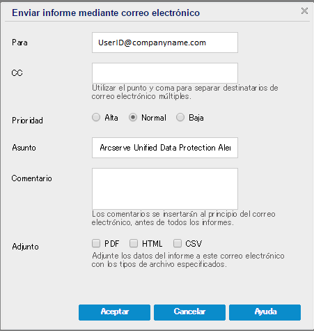 Enviar informe mediante correo electrónico
