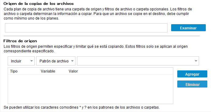 Plan de origen de copia de archivo