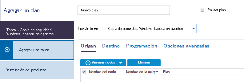 Agregar una página del plan