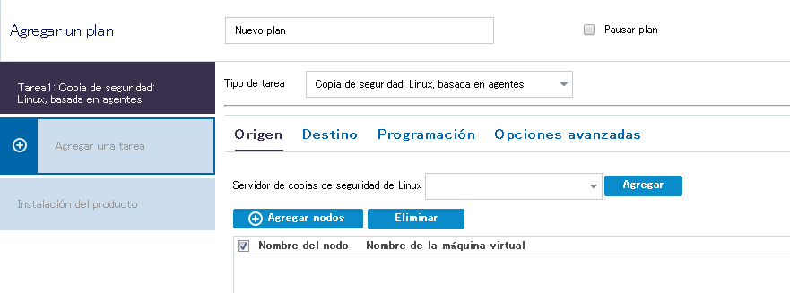 Adición de un plan de Linux